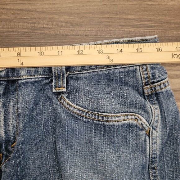 Levis Womens Low Slouch Flare Stretch Distressed Denim Blue Jeans Size 9M Jr. - Picture 8 of 12